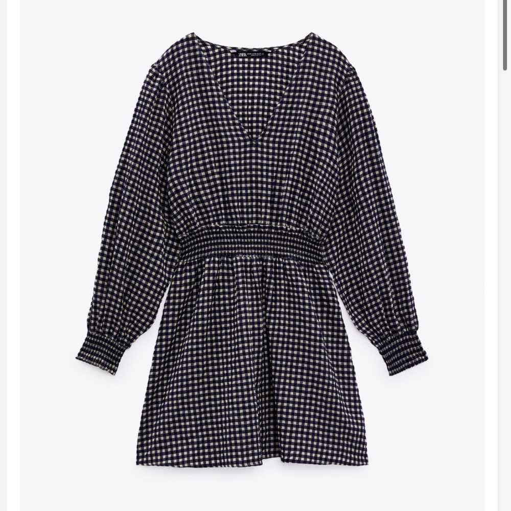 ZARA Blue & White Gingam Dress - Size M